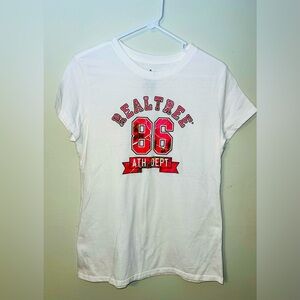 REALTREE #86 ATH DEPT White & Pink & Camo Graphic Short Sleeve T-Shirt! Size M.